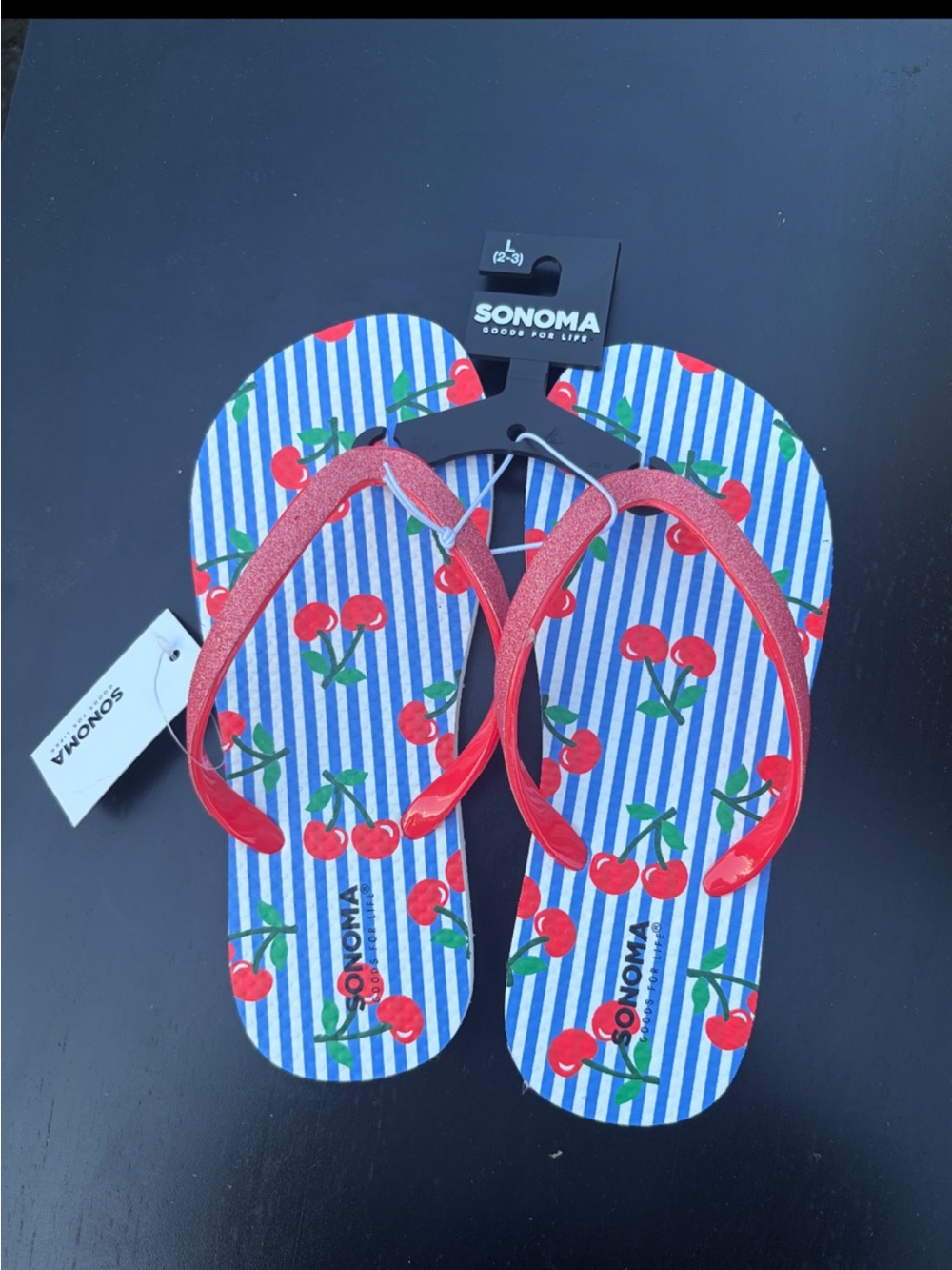 Sonoma Girls Cherry Print flip flops